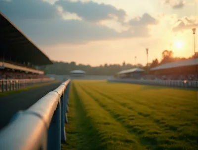 Empty Horse Racing Track At Sunset