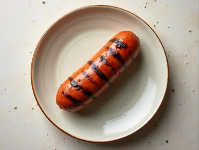 Grilled Sausage Served on a Ceramic Plate