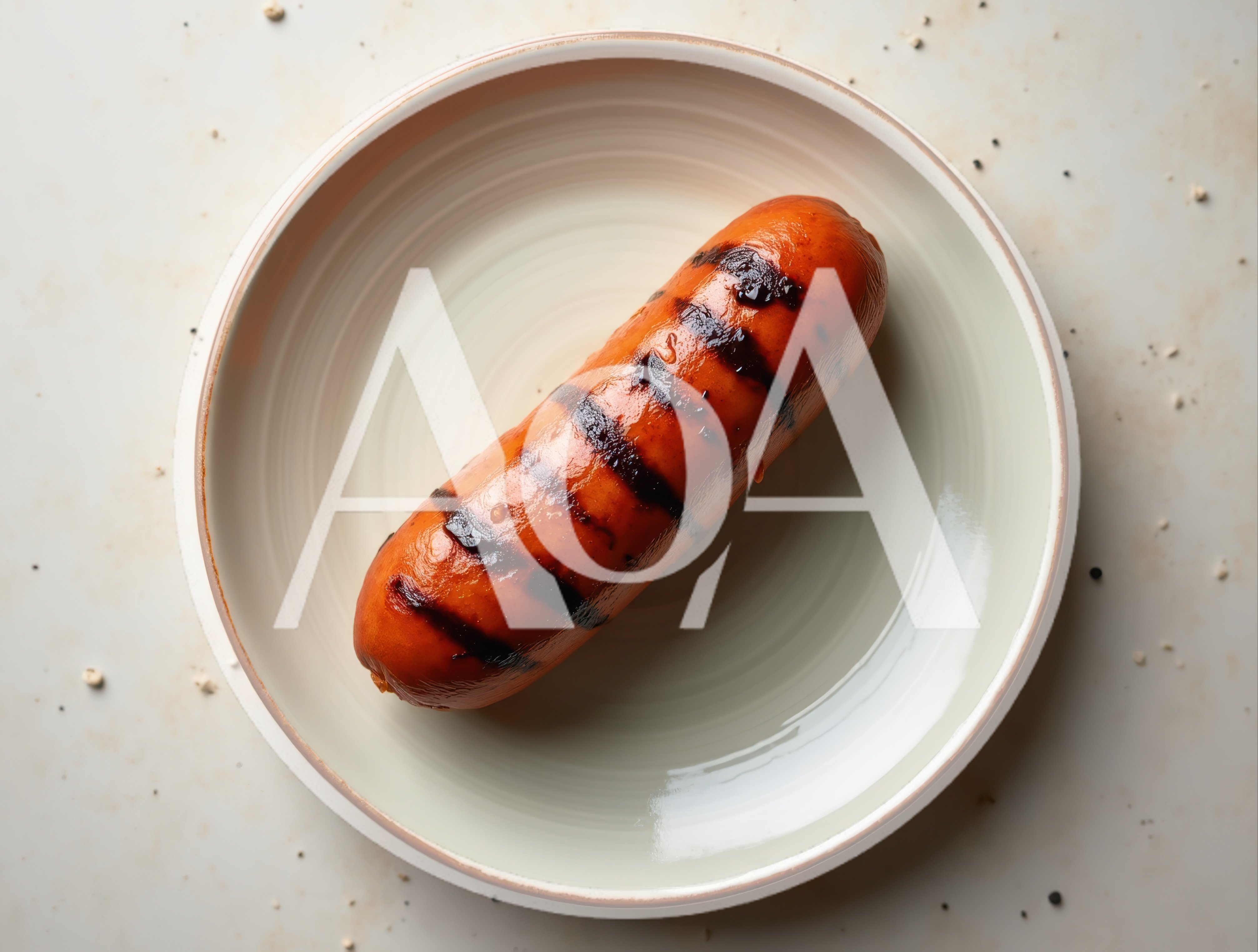 Grilled Sausage Served on a Ceramic Plate