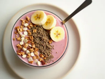 Top View Of A Healthy Berry Smoothie Bowl