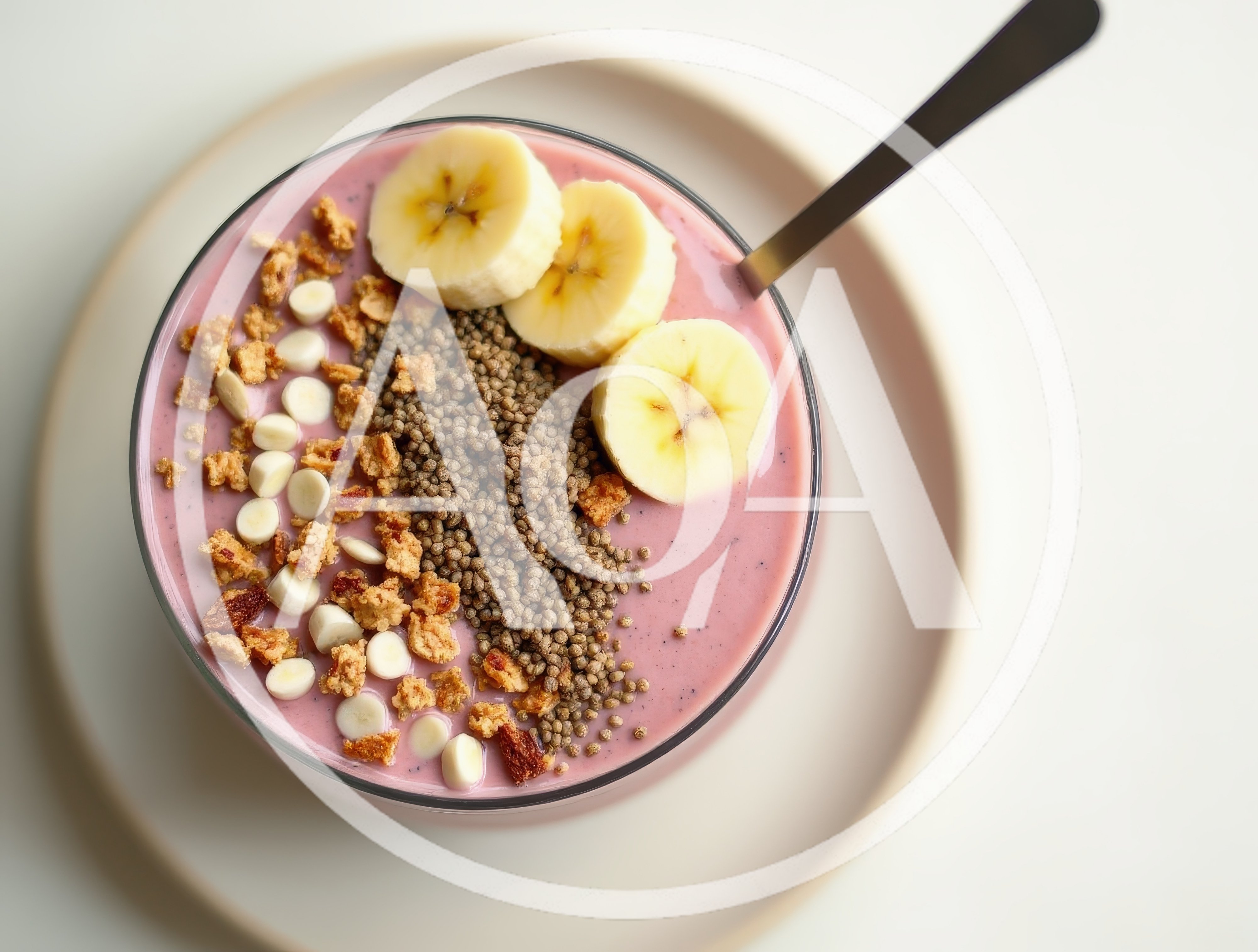 Top View Of A Healthy Berry Smoothie Bowl