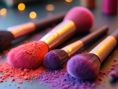 Professional Makeup Brushes With Loose Cosmetic Powder