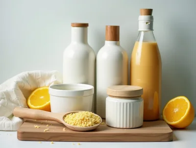 Still Life Composition With Citrus And Kitchen Ingredients