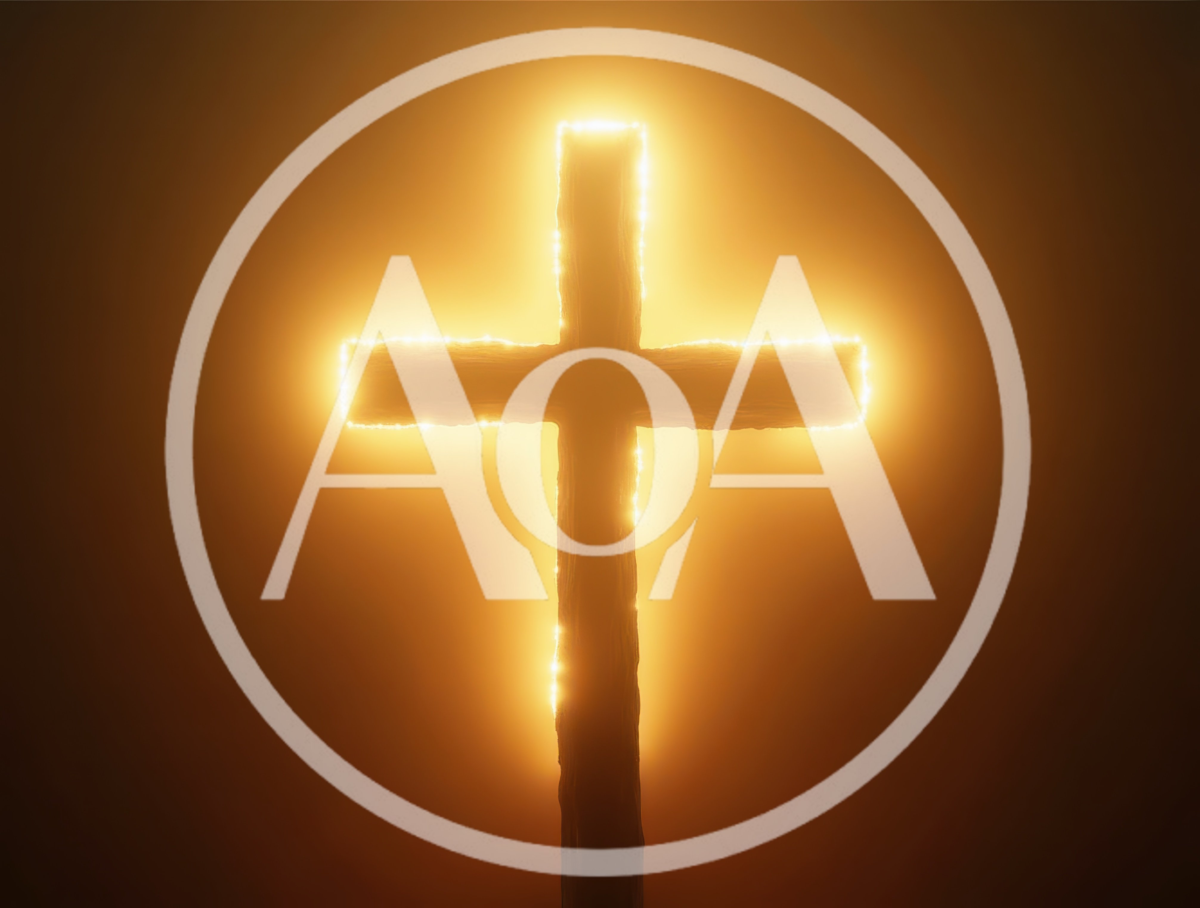 Glowing Wooden Cross Against A Warm Golden Background