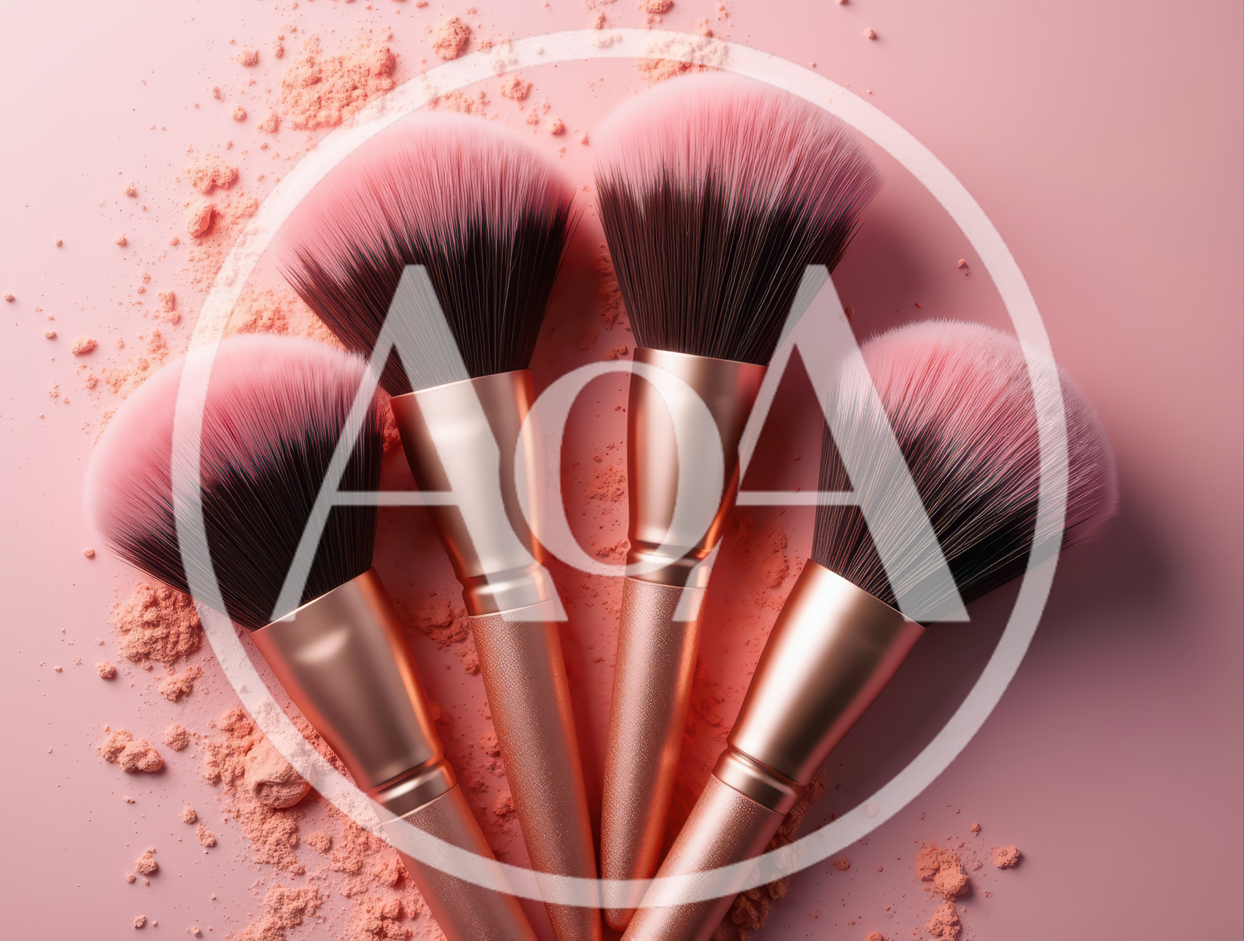 Four Professional Makeup Brushes With Loose Powder