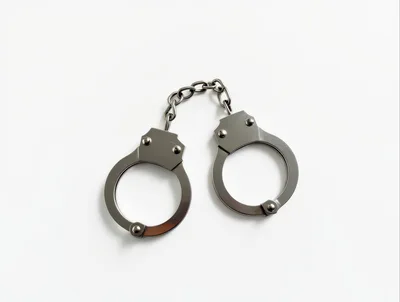 Metal Handcuffs Isolated On White Background