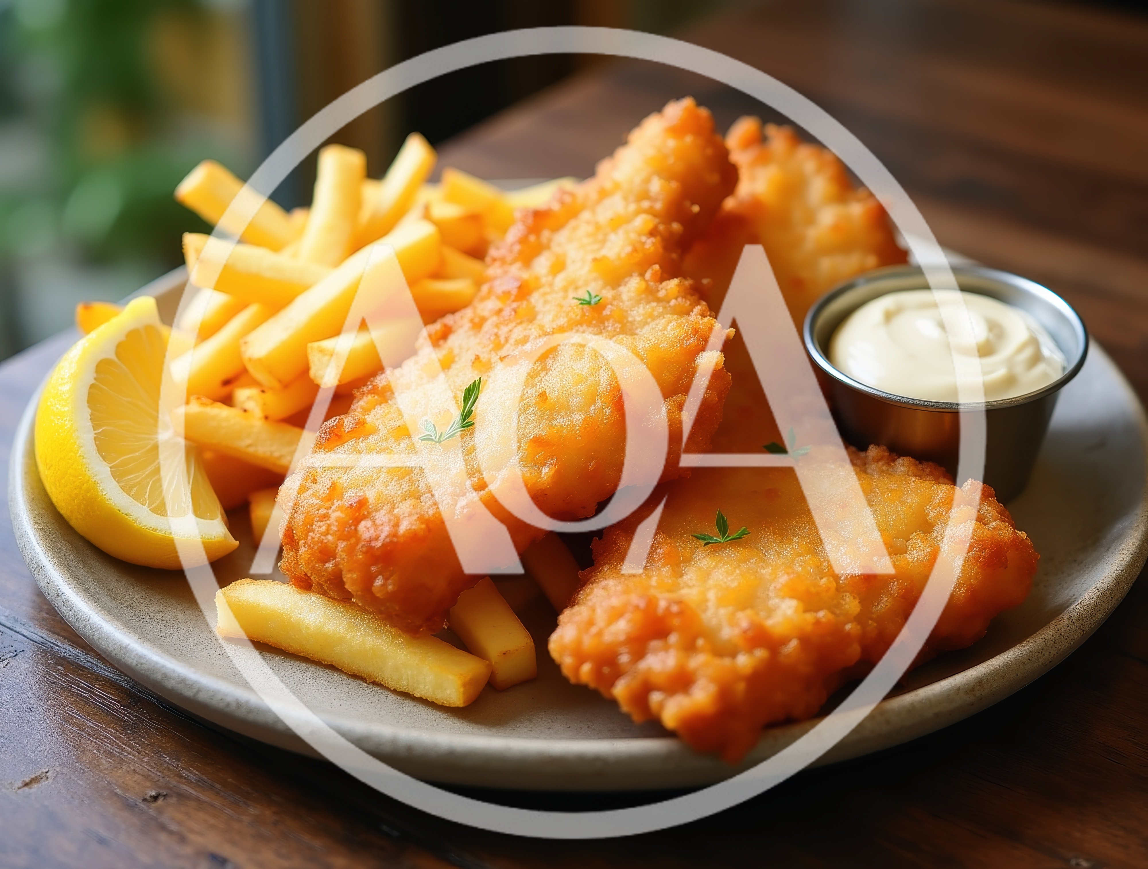 Crispy Fried Fish And Chips With Lemon And Sauce