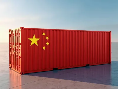Shipping Container With Chinese Flag Design