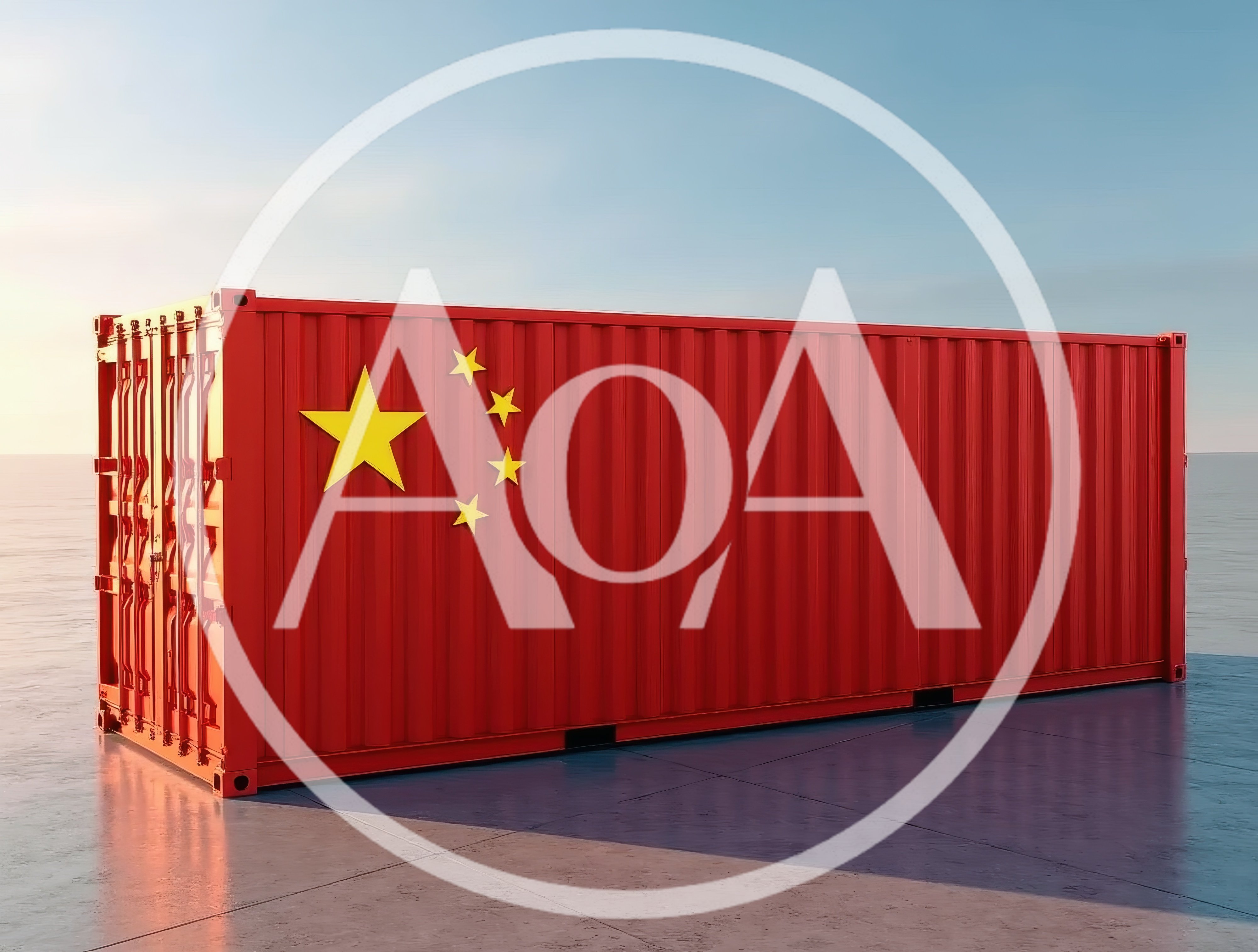 Shipping Container With Chinese Flag Design