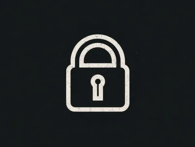 Minimalist White Padlock Icon On Dark Background