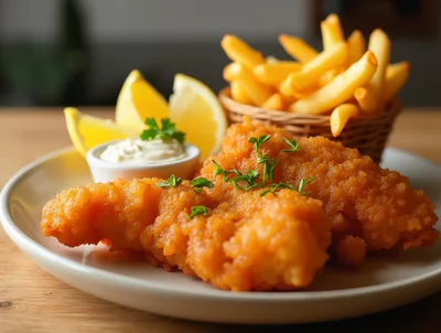 Crispy Fried Fish Fillets With French Fries