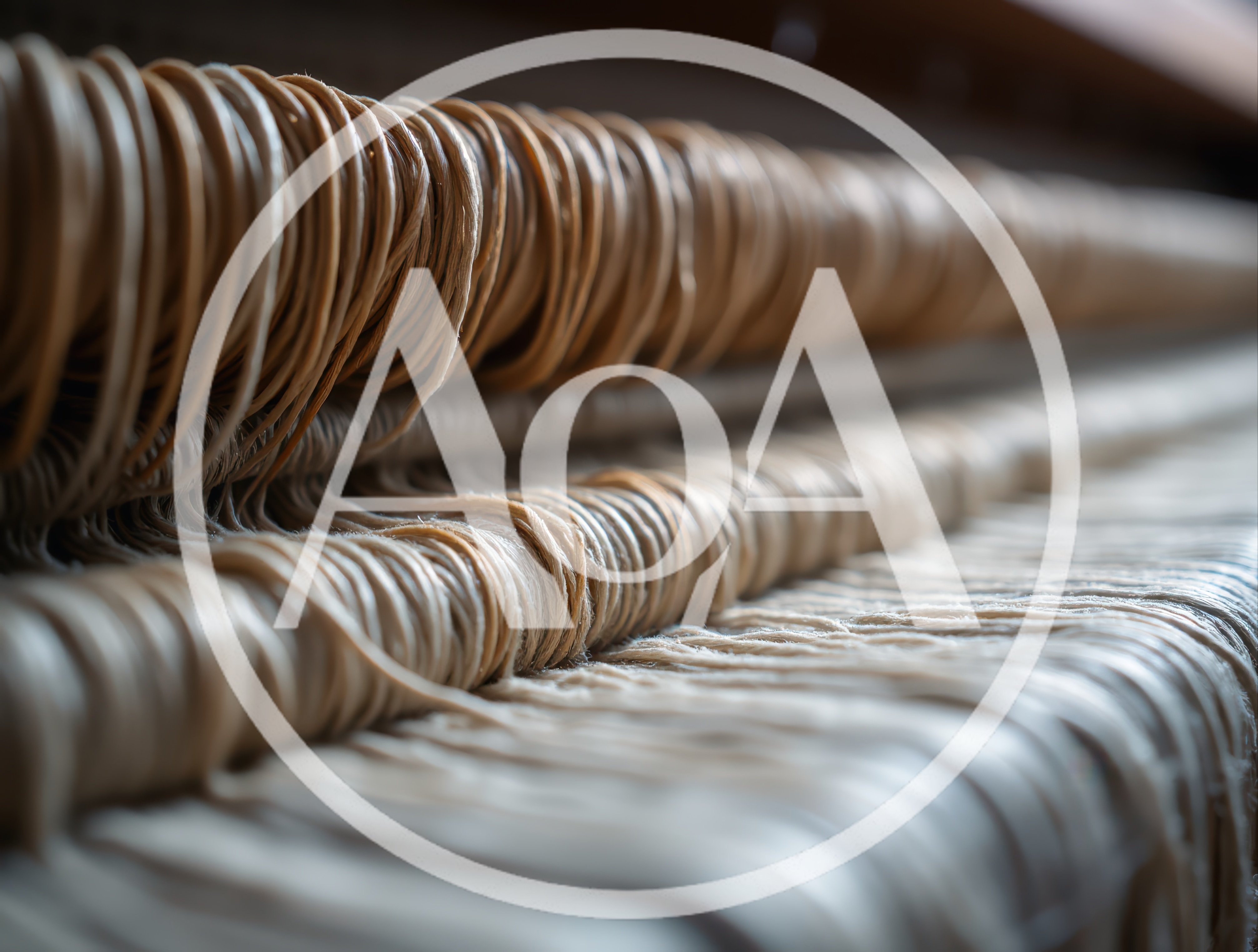 Close Up Of Industrial Textile Loom Warp Threads