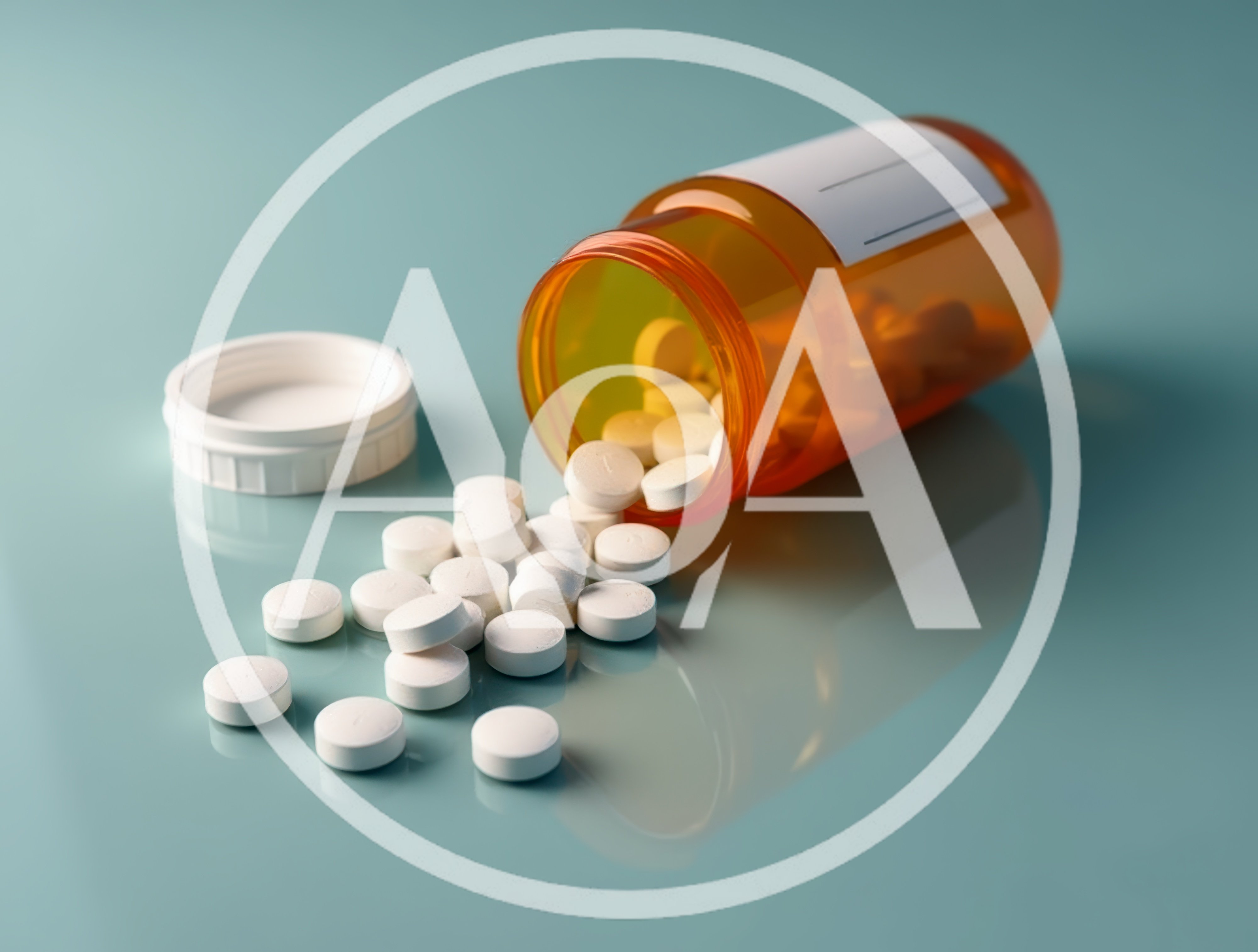 Pills Spilling From An Orange Prescription Bottle