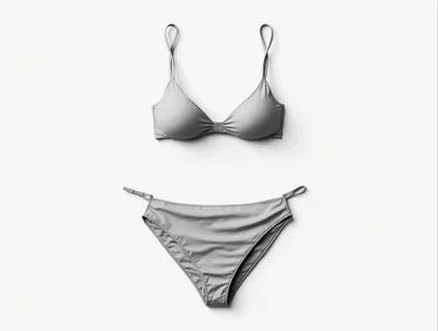 Minimalist Grey Bikini Set on White Background