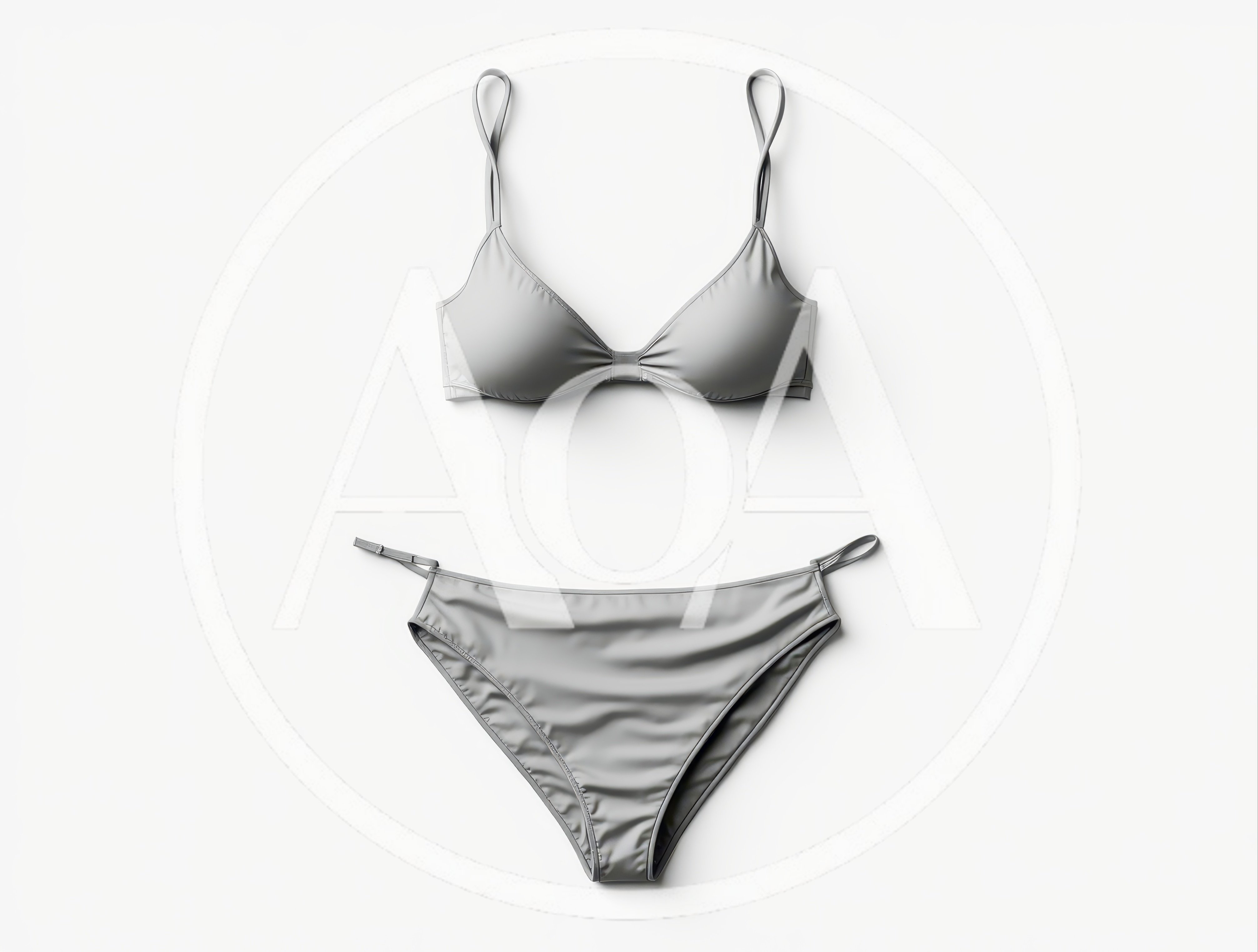 Minimalist Grey Bikini Set on White Background