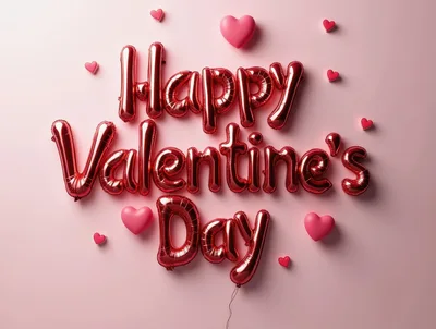 Red Foil Balloon Happy Valentine's Day Text