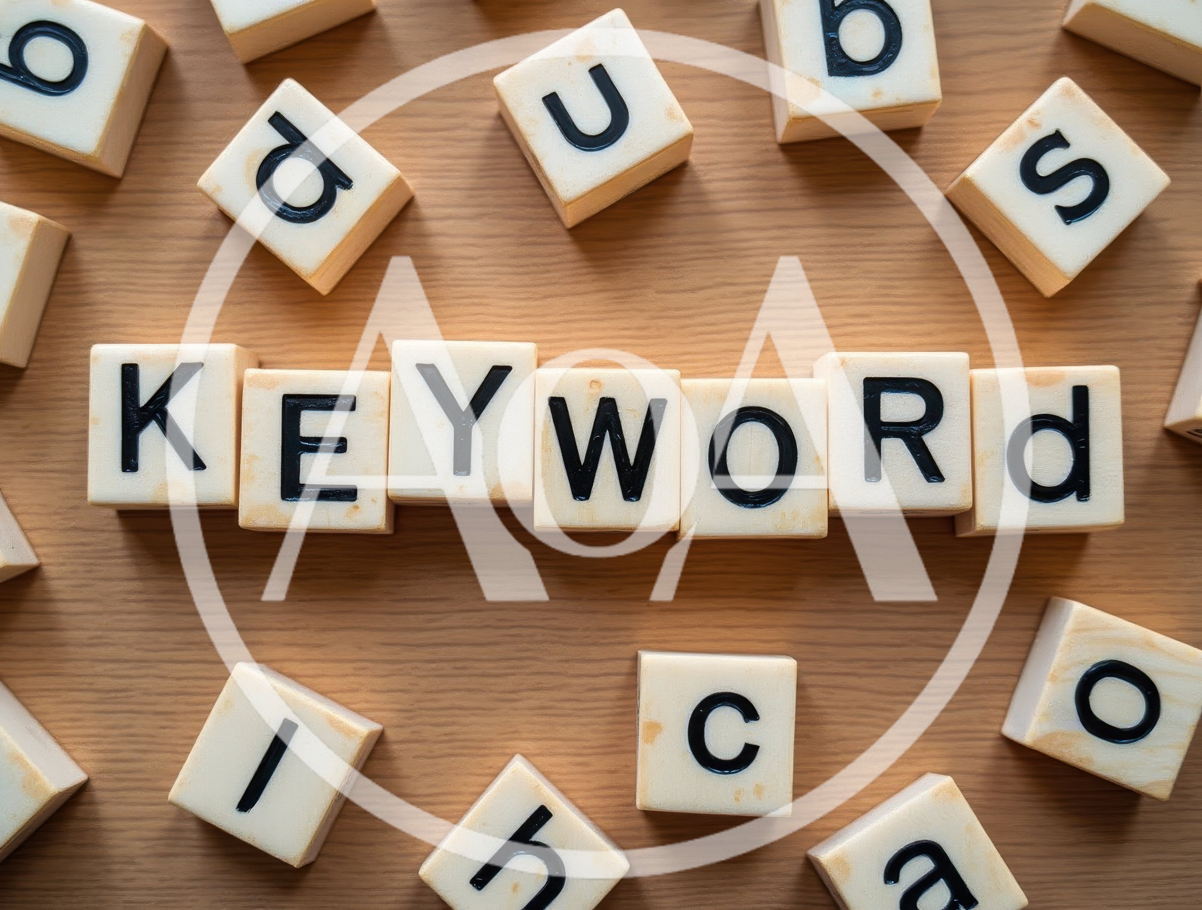 Scrabble Tiles Spelling The Word Keyword On Wooden Surface