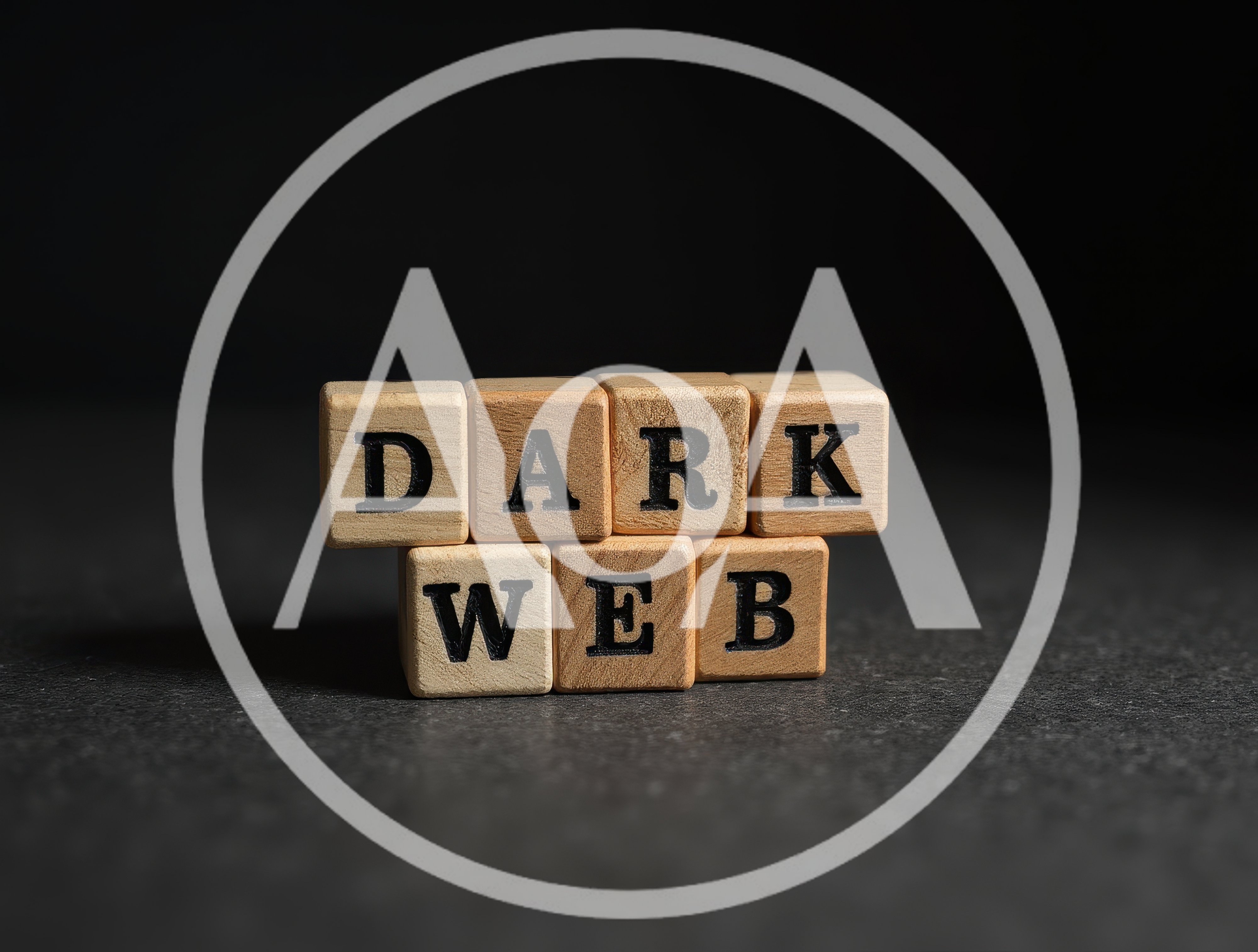 Wooden Blocks Spelling Dark Web on Dark Surface