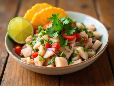 Fresh Ceviche Bowl With Lime And Corn