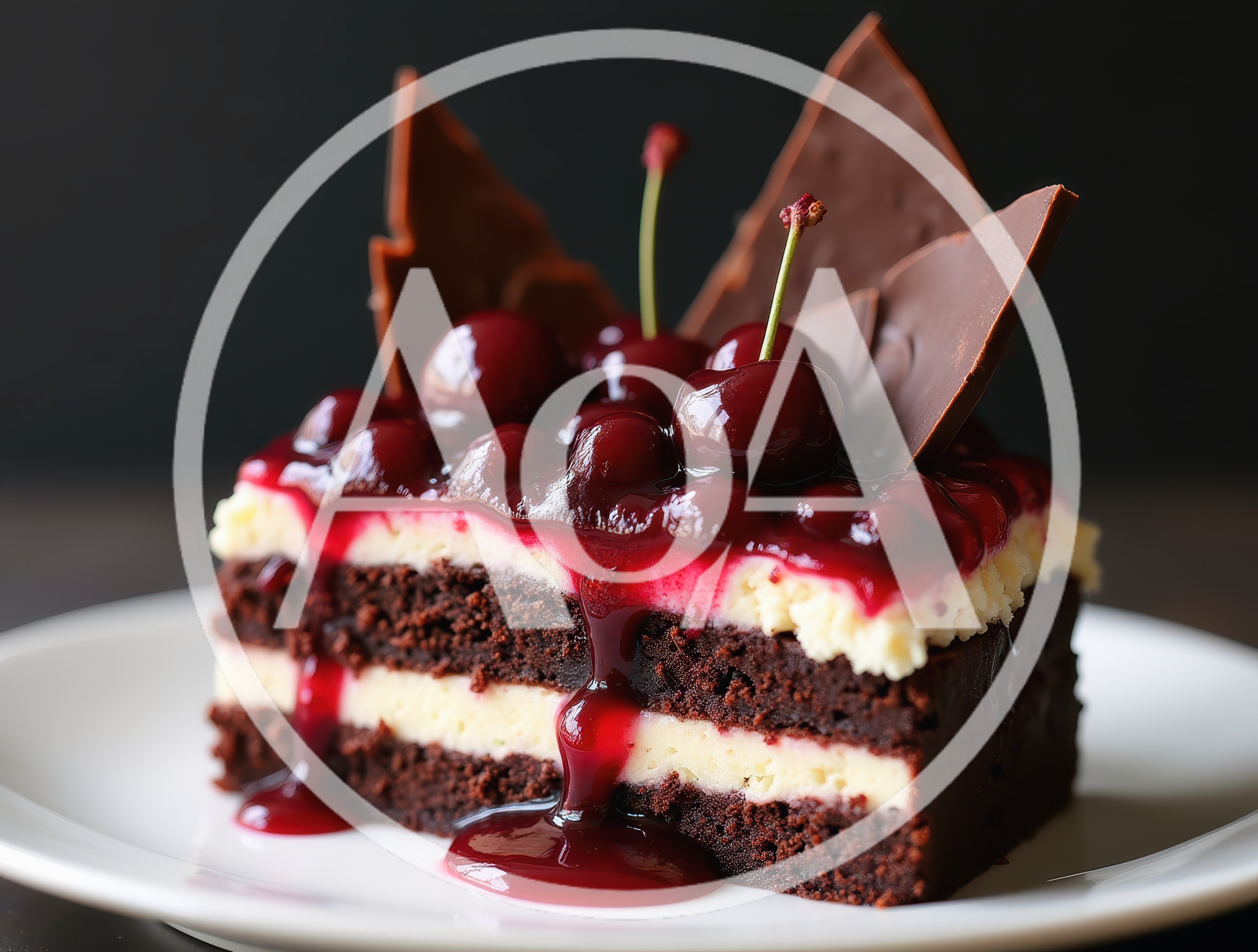 Slice Of Black Forest Cake With Cherries