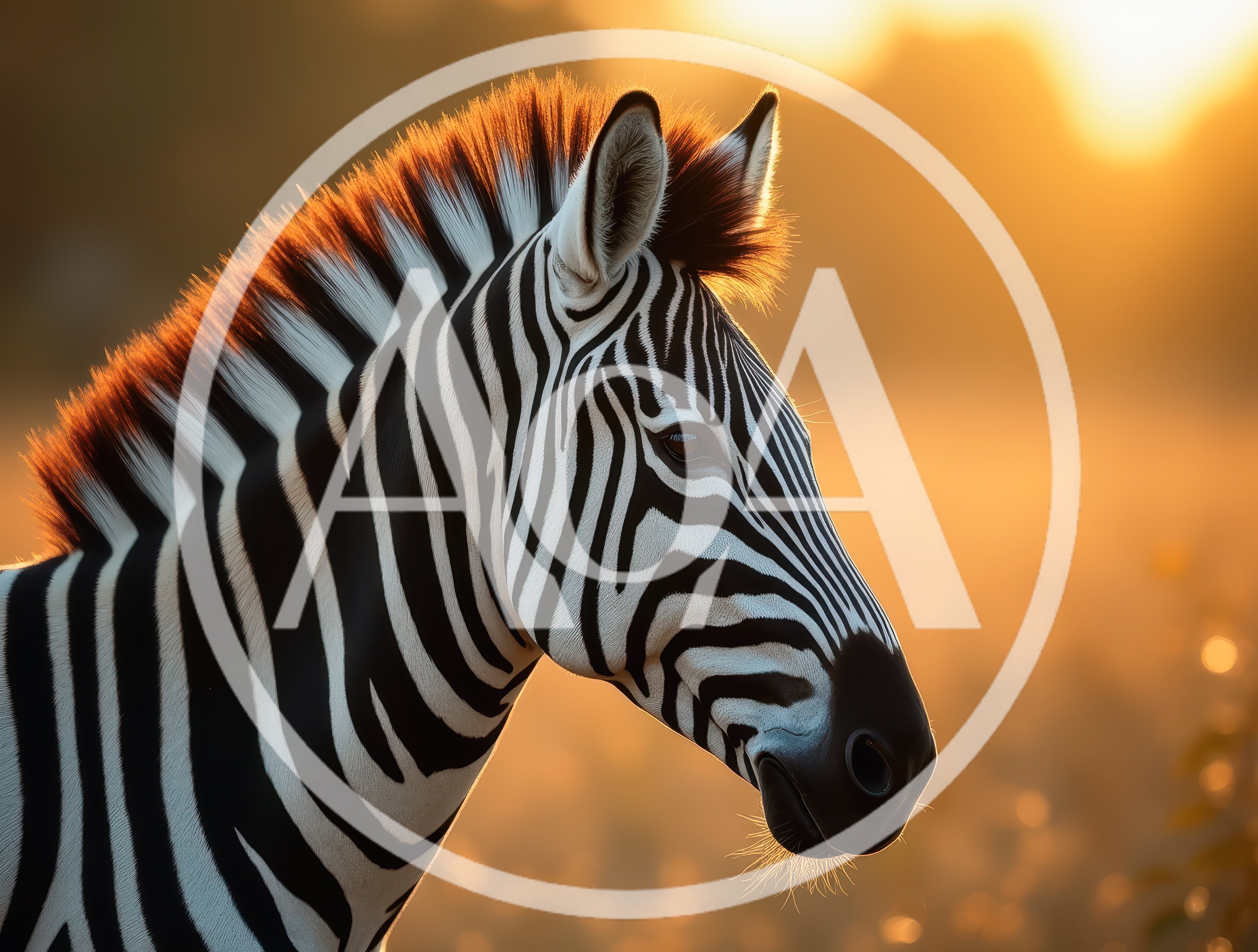Portrait Of A Zebra At Golden Hour