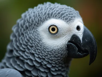Close Up Portrait Of An African Grey Parrot