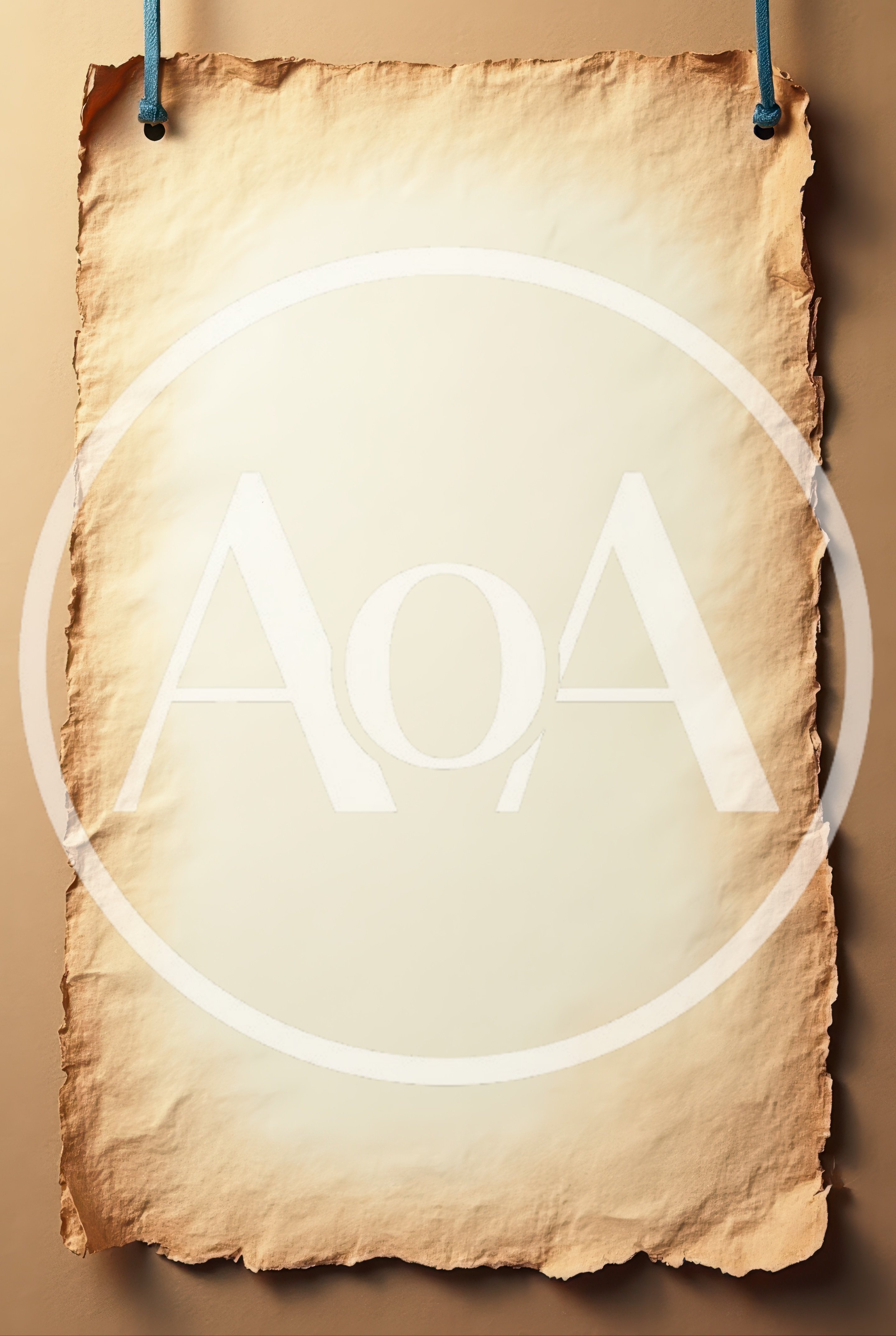 Blank Aged Parchment Paper Hanging On Wall