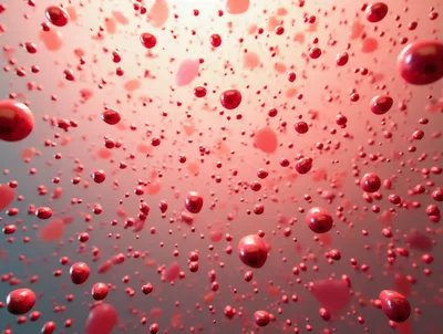 Abstract Floating Red Spheres In Motion