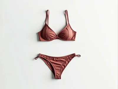 Brown Bikini Set on White Background