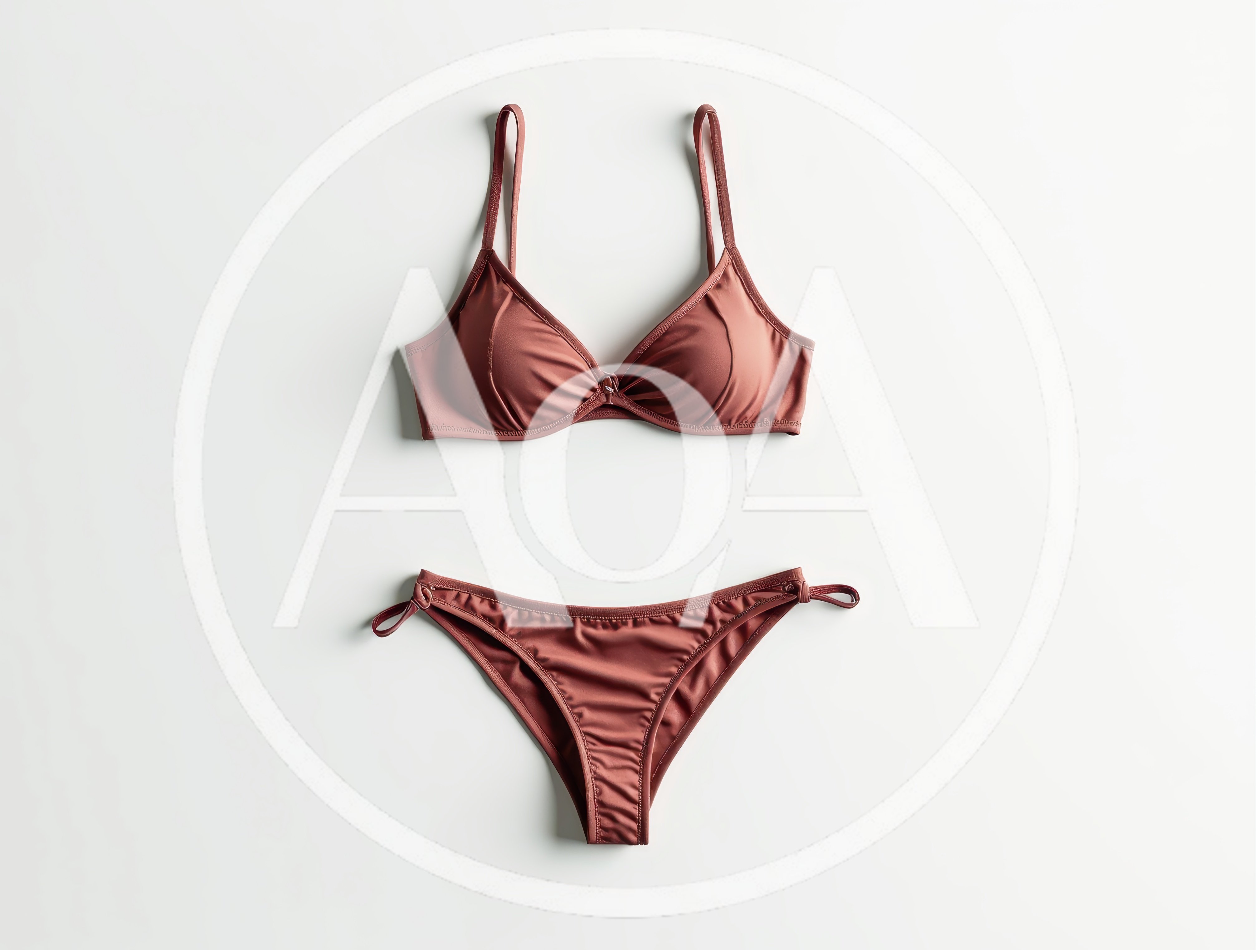 Brown Bikini Set on White Background