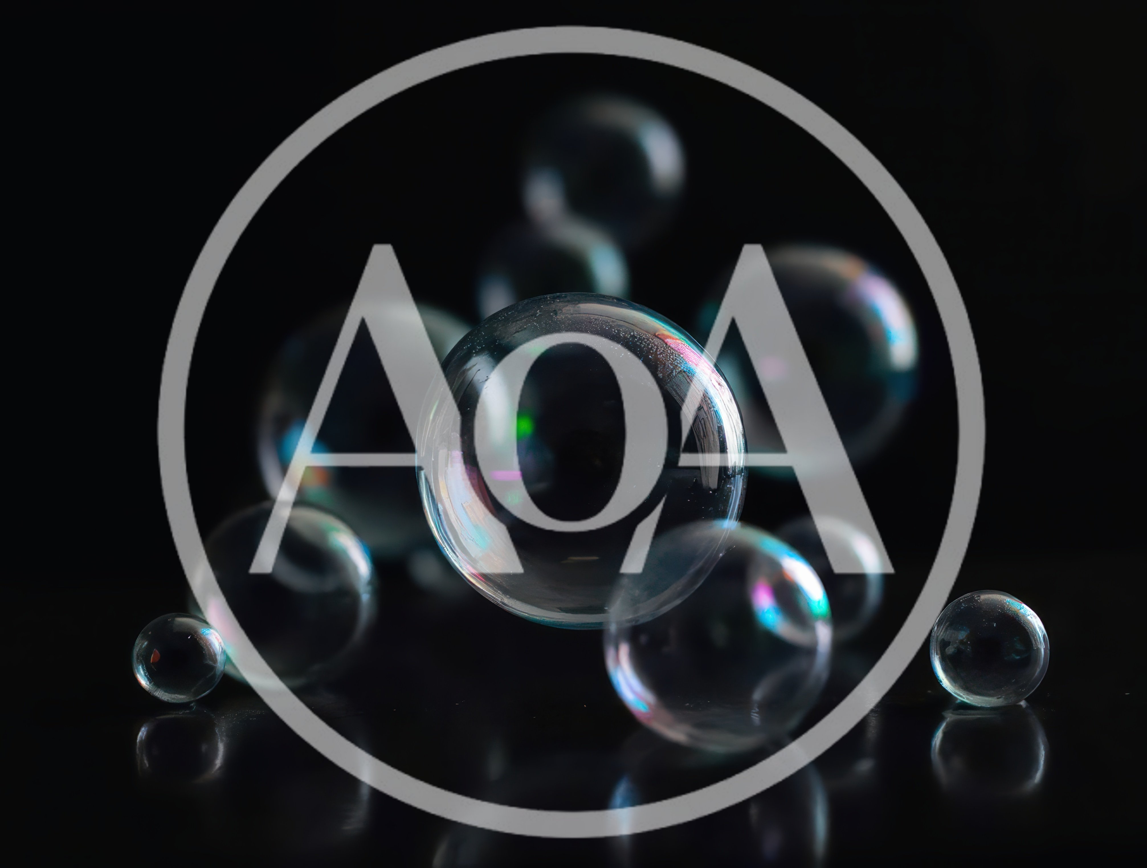 Floating Soap Bubbles Against A Dark Background