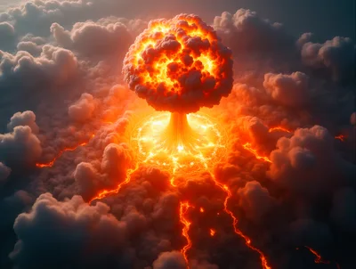 Massive Nuclear Explosion Above A Dense Cloud Layer