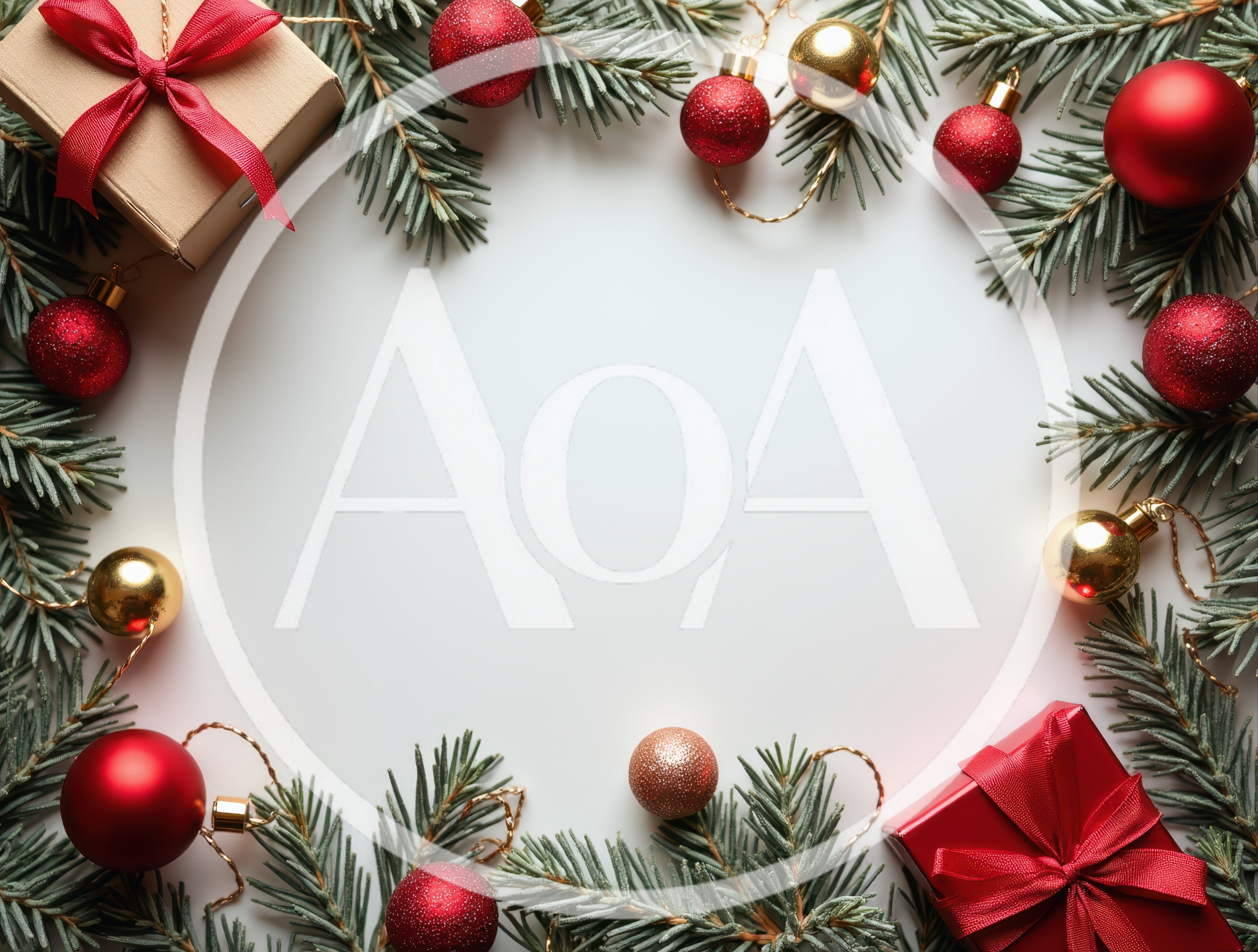 Christmas Holiday Frame With Gifts And Ornaments