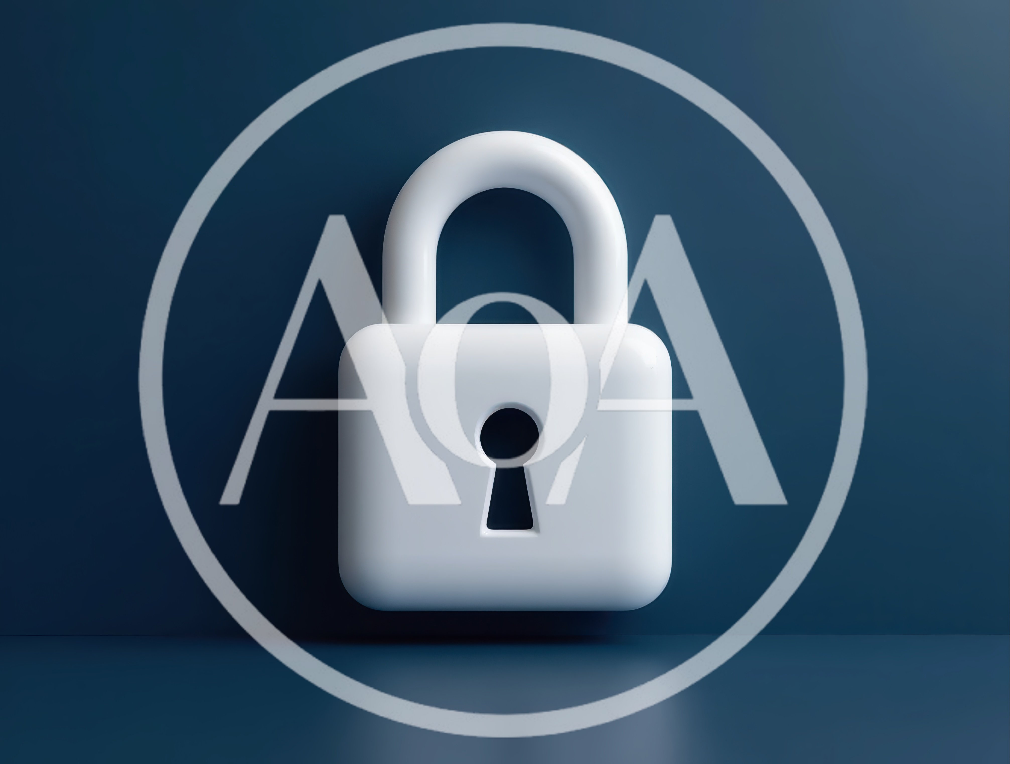 3D Rendered White Padlock Icon On Blue Background