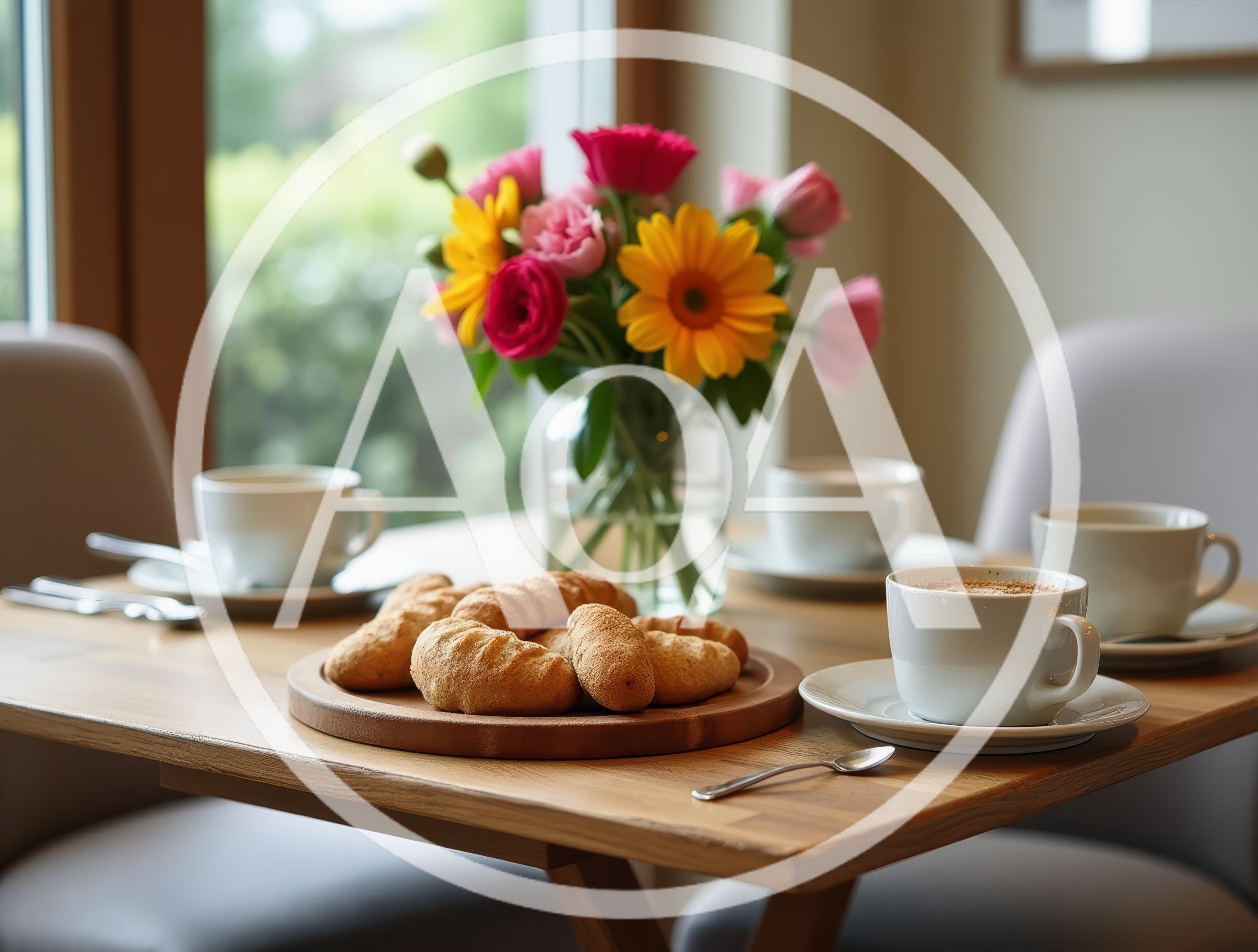 Coffee And Pastries On A Cafe Table
