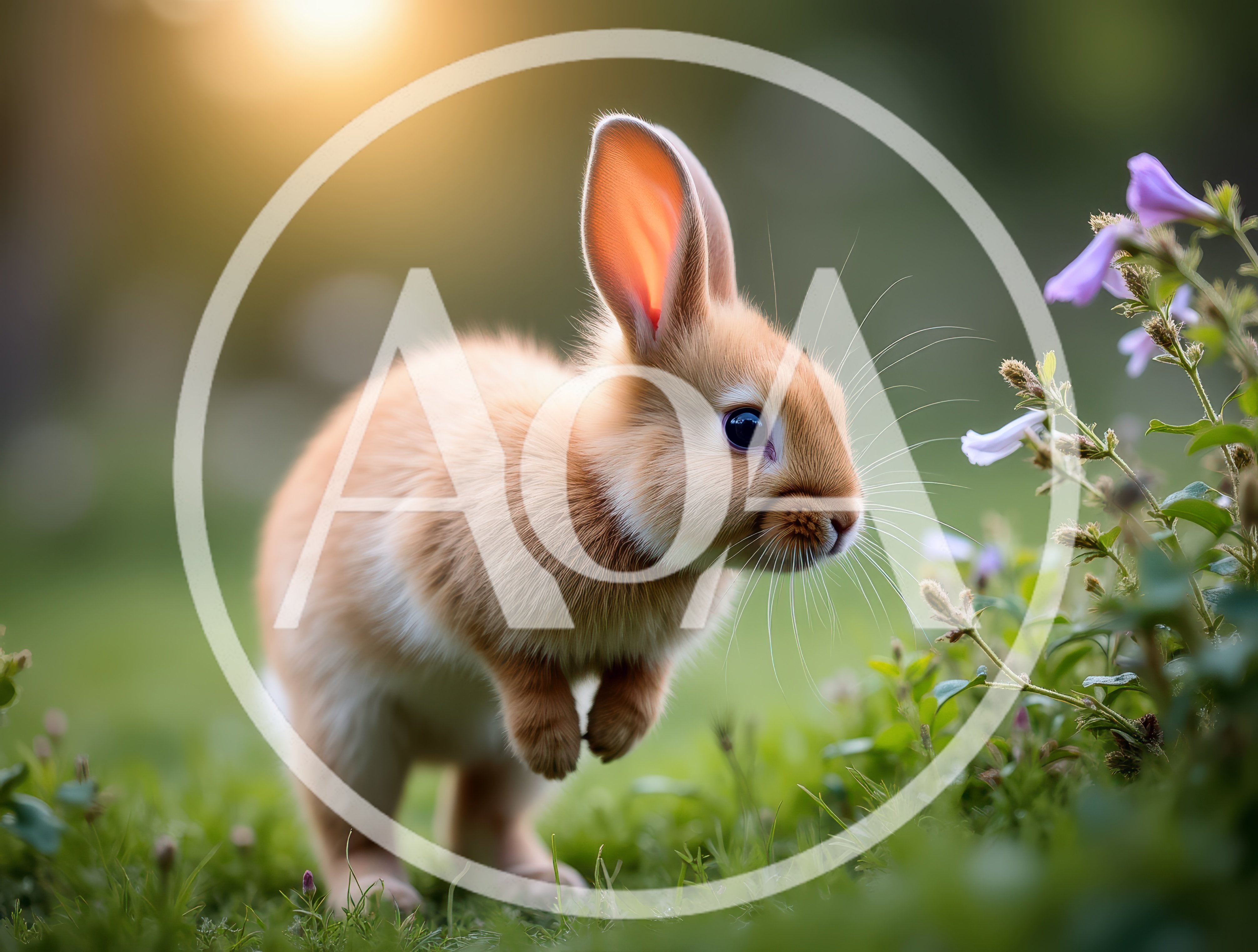Cute Baby Rabbit Standing In A Sunny Garden