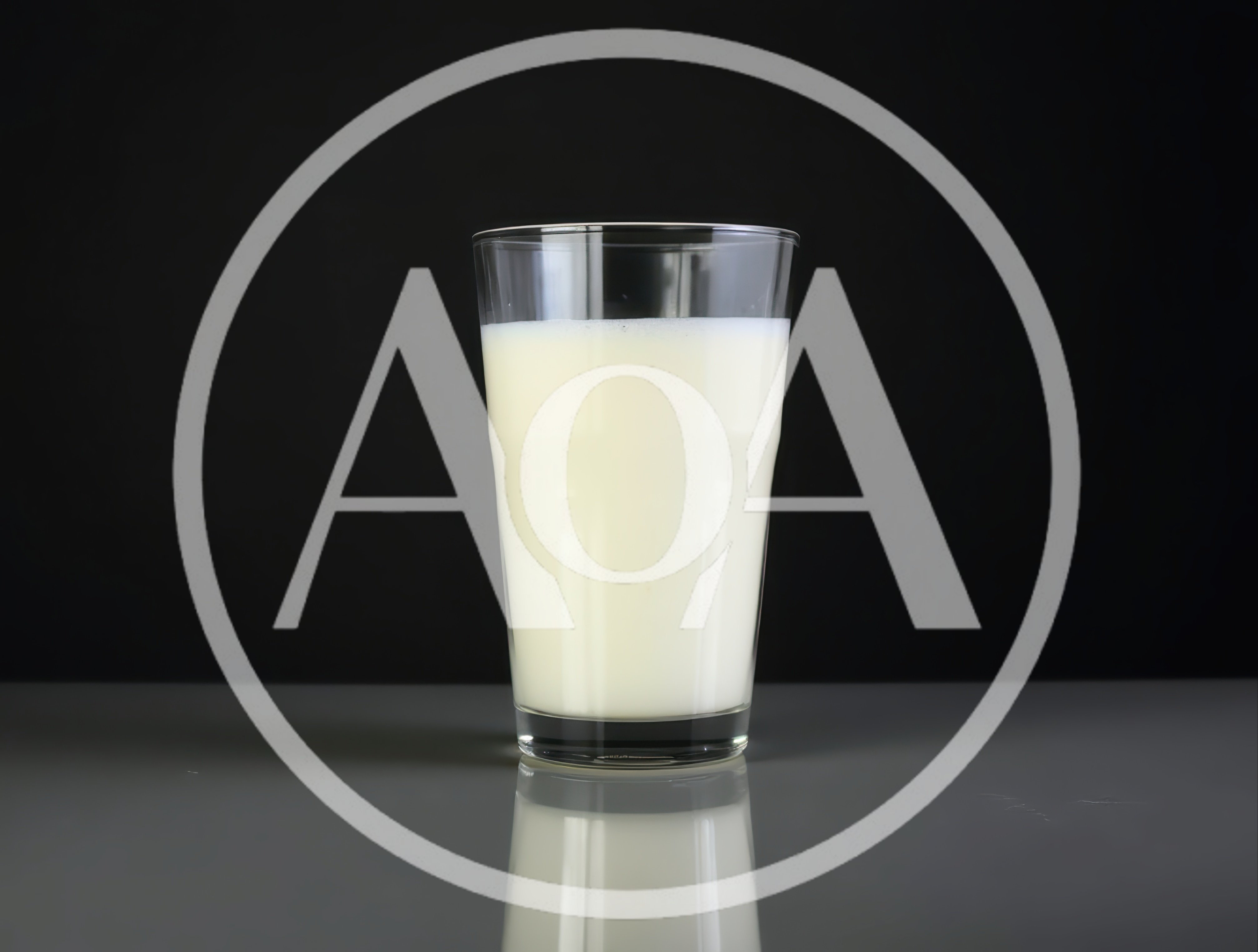 Glass Of Fresh Milk On A Reflective Surface