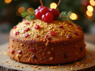 Festive Christmas Fruit Cake With Cherries