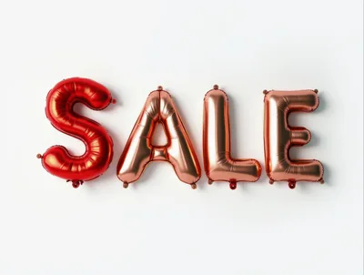 Red and Rose Gold Balloon Letters Spelling Sale