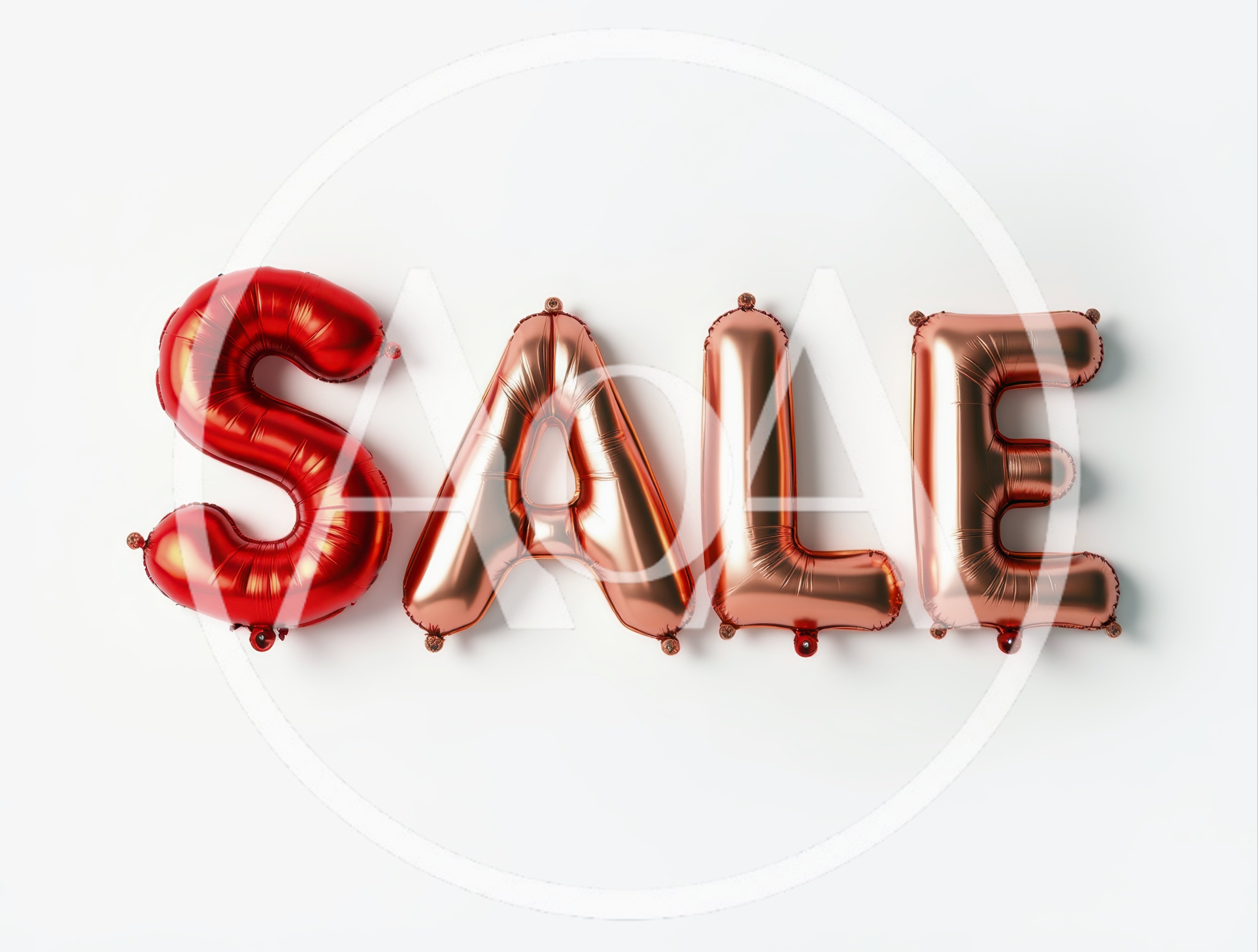 Red and Rose Gold Balloon Letters Spelling Sale