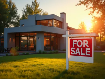 Modern Luxury House For Sale With Real Estate Sign