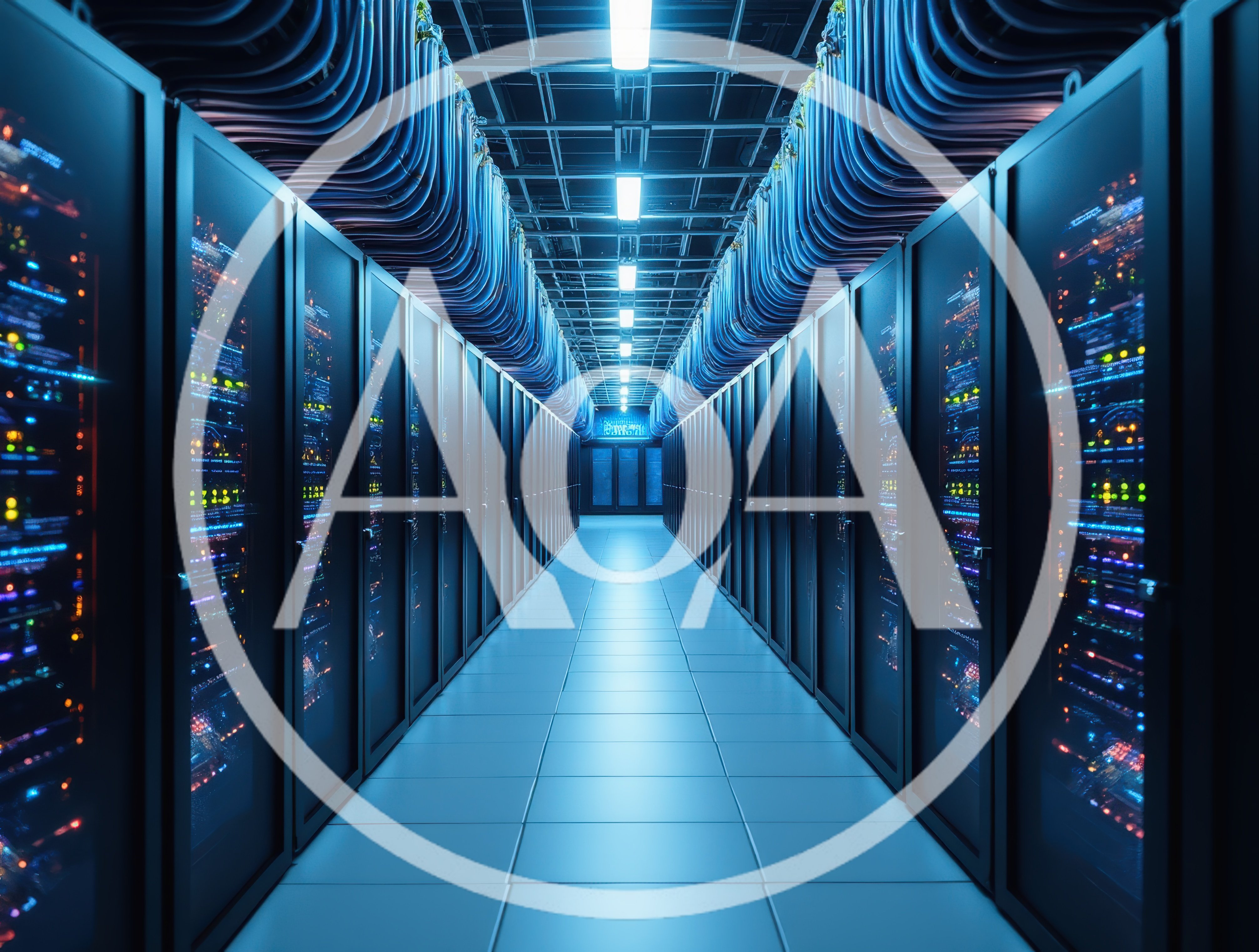 Modern Data Center Server Room Aisle