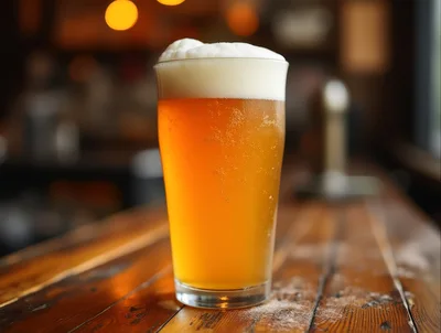 Cold Pint Of Craft Beer On A Wooden Bar