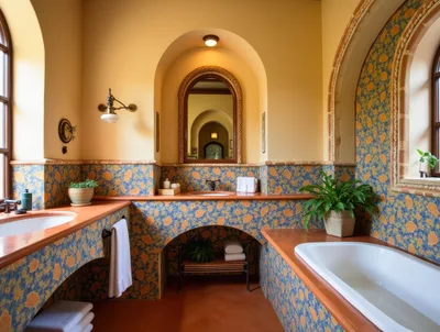 Luxurious Mediterranean Style Bathroom Interior