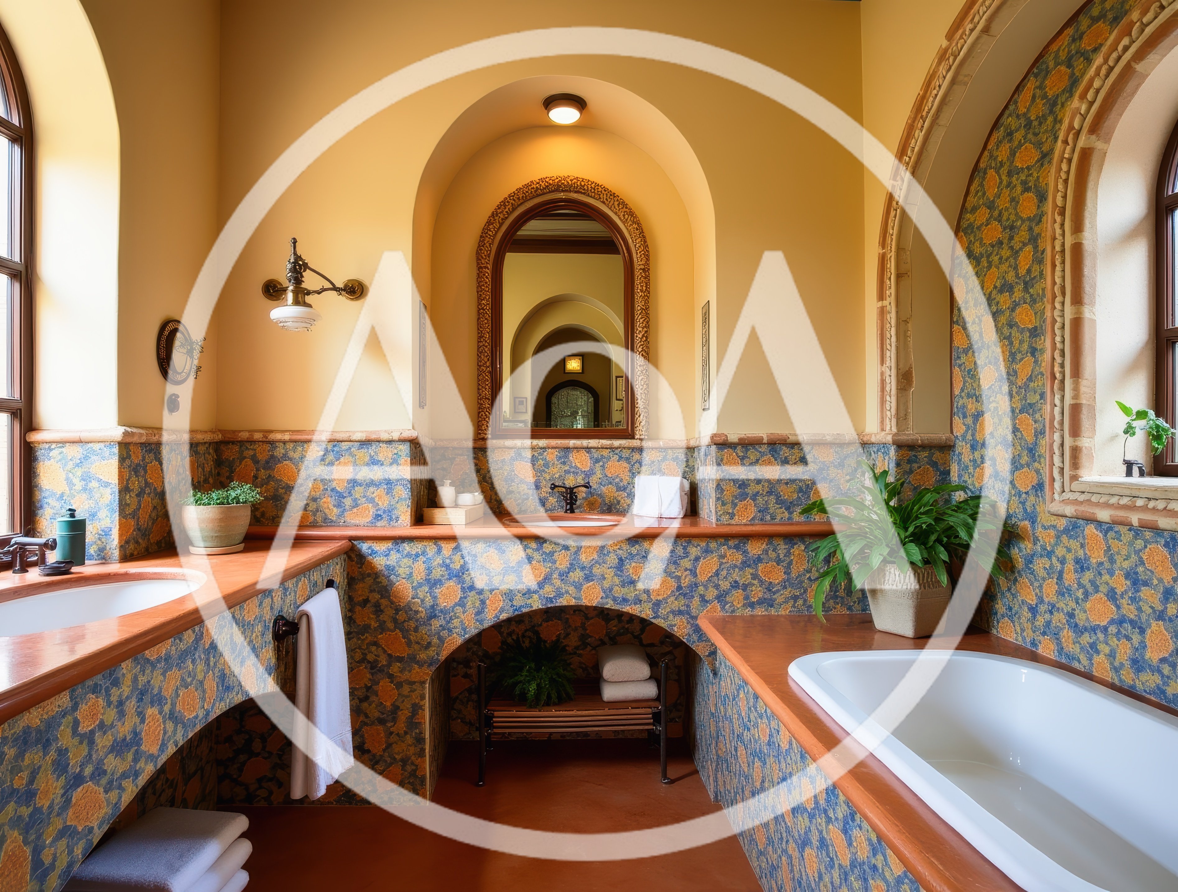 Luxurious Mediterranean Style Bathroom Interior