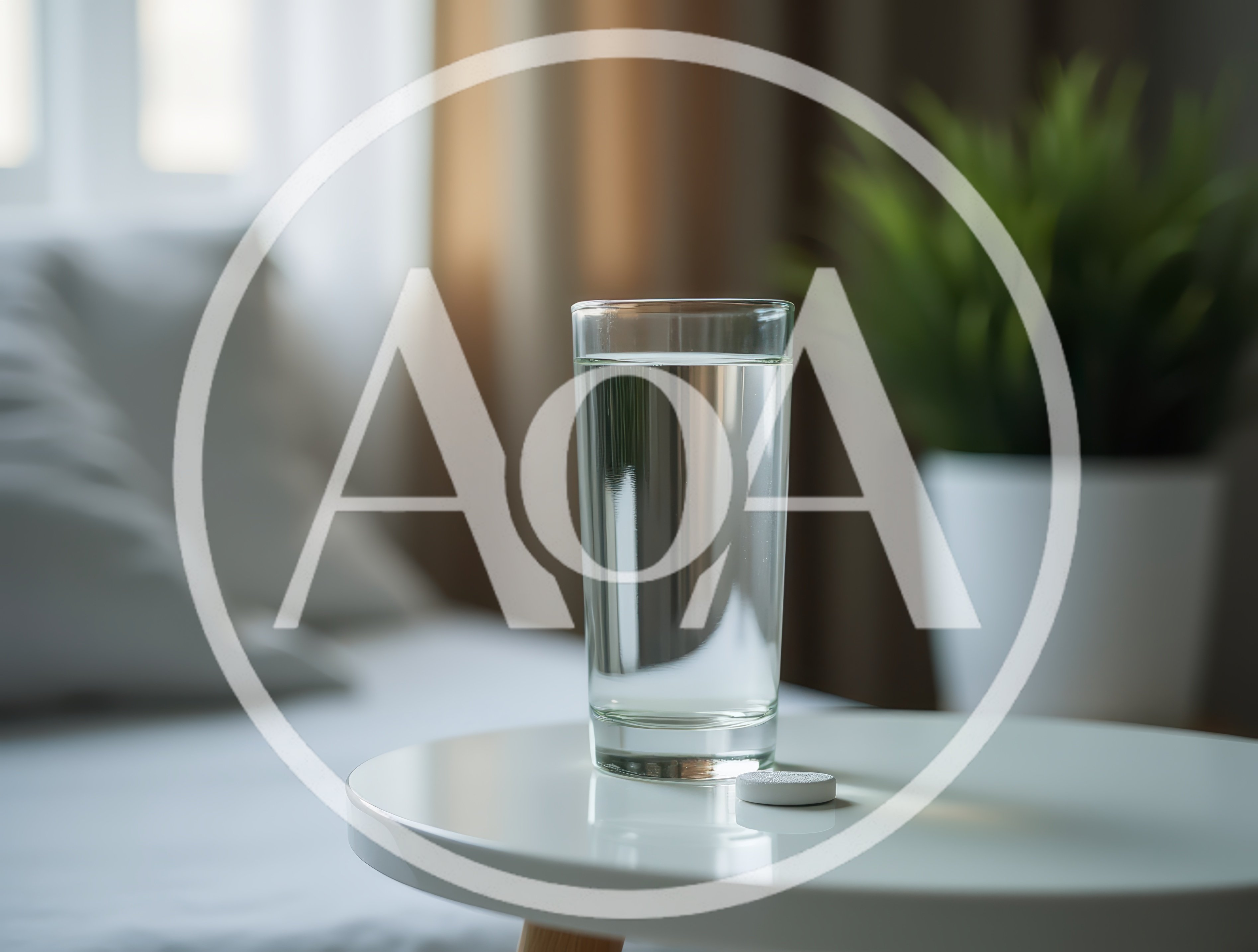 Glass Of Water And A Pill On A Table