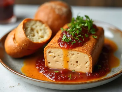 Gourmet Pate Terrine Served With Lingonberry Jam And Bread
