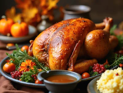 Roasted Thanksgiving Turkey With Autumnal Garnish