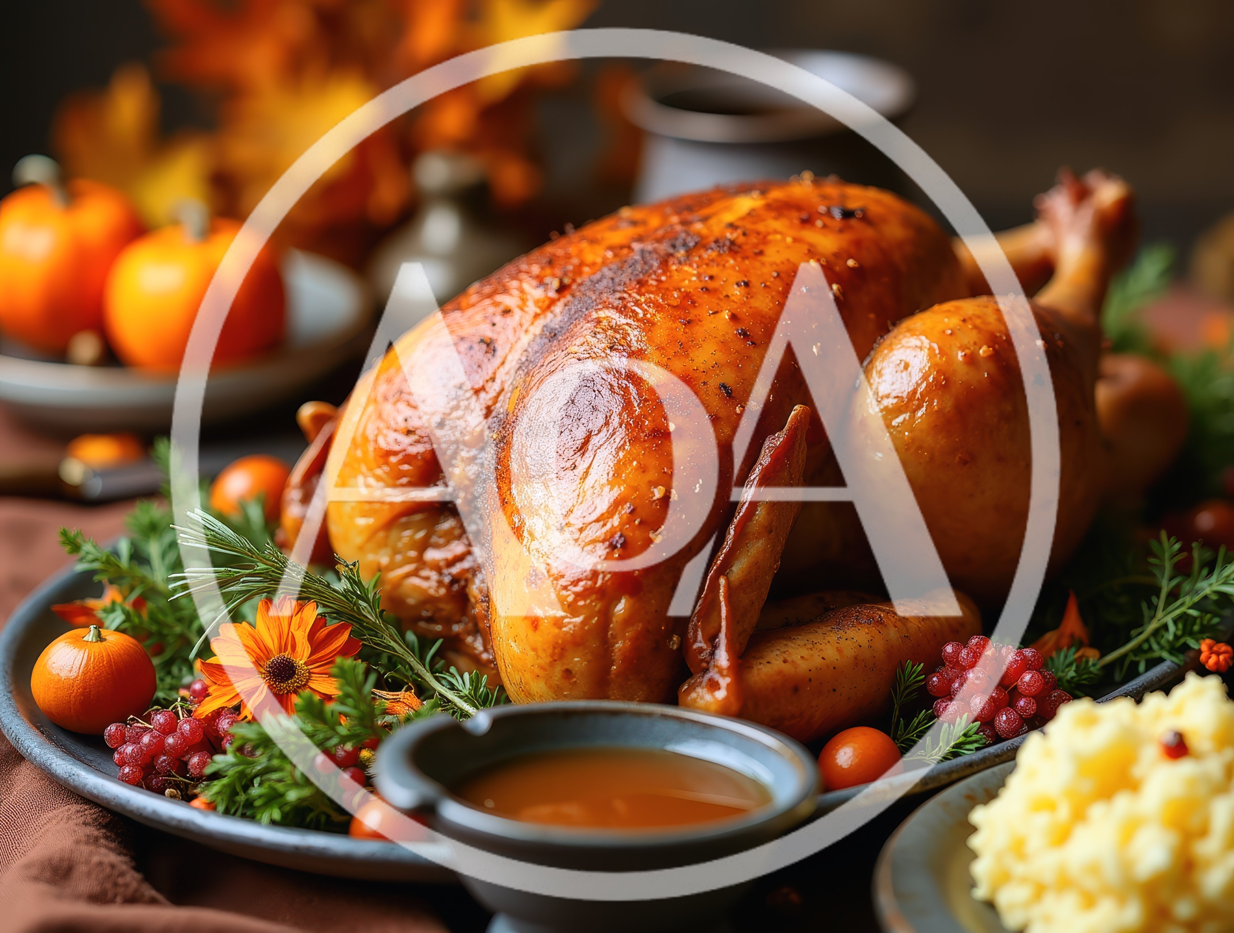 Roasted Thanksgiving Turkey With Autumnal Garnish