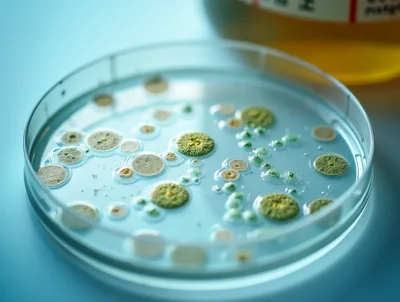 Microbial Colonies Growing In A Laboratory Petri Dish